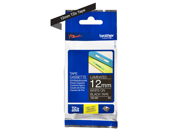 TZE335 BROTHER PTOUCH 12mm SCHW-WEISS Schriftband 8m laminiert