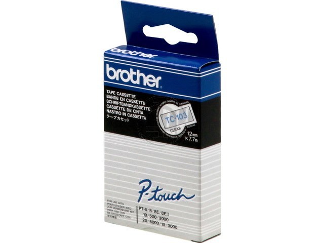 TC103 BROTHER PTOUCH 12mm KLAR-BLAU Schriftband 7,7m laminiert