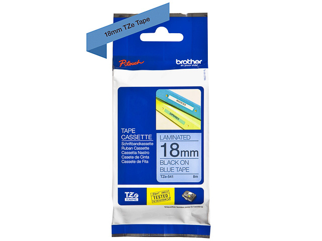 TZE541 BROTHER PTOUCH 18mm BLAU-SCHW Schriftband 8m laminiert