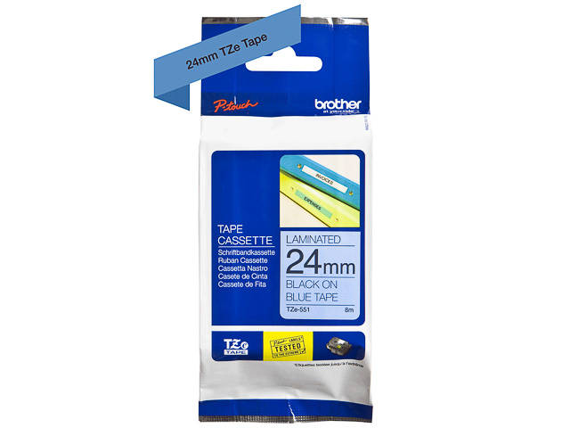 TZE551 BROTHER PTOUCH 24mm BLAU-SCHW Schriftband 8m laminiert