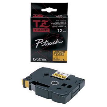 TZE631 BROTHER PT Schriftband 12mm gelb schwarz 8 Meter laminiert