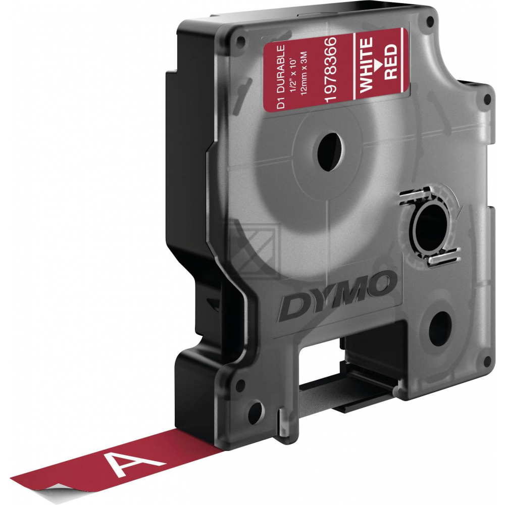 1978366 DYMO D1 Schriftband 12mm rot weiss 3 Meter permanent Vinyl