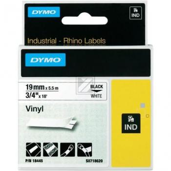 18445 DYMO IND Schriftband 19mm schwarz weiss 5,5 Meter Vinyl