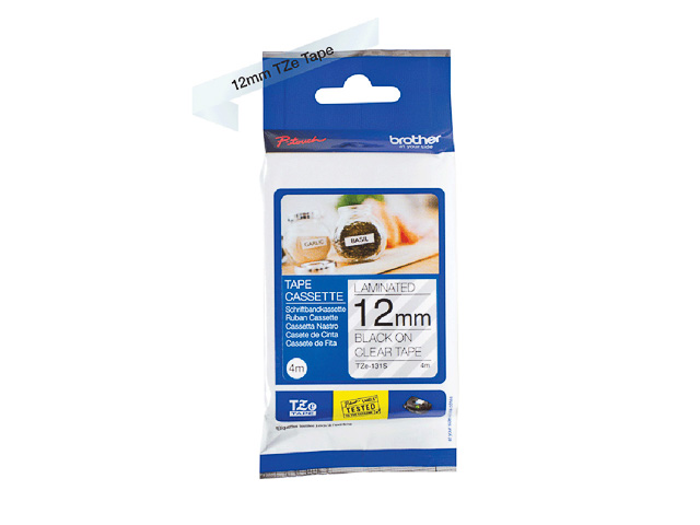 TZE131S BROTHER PTOUCH 12mm KLAR-SCHW Schriftband 4m laminiert