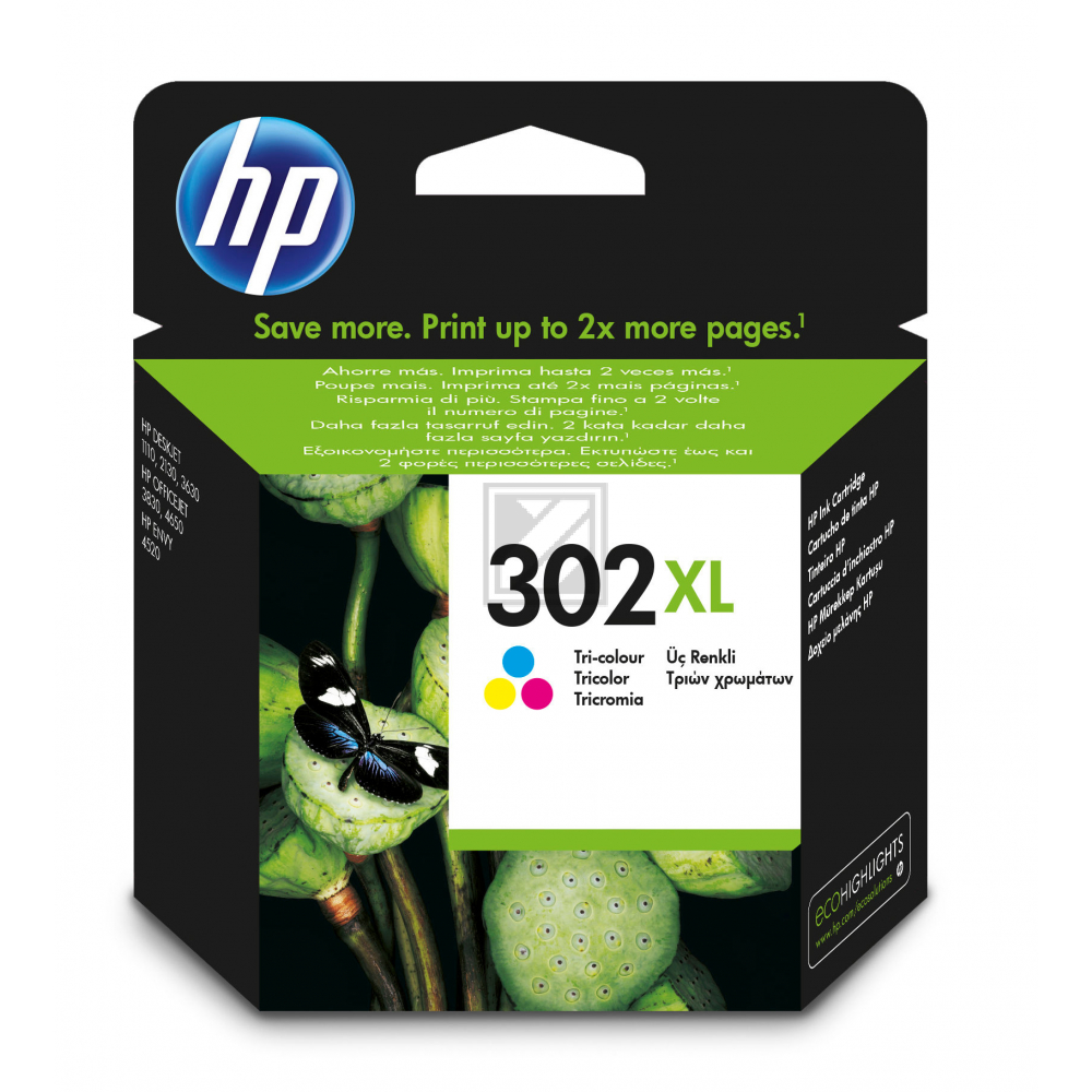 F6U67AE#UUS HP 302XL OJ Tinte color HC 300Seiten 8ml