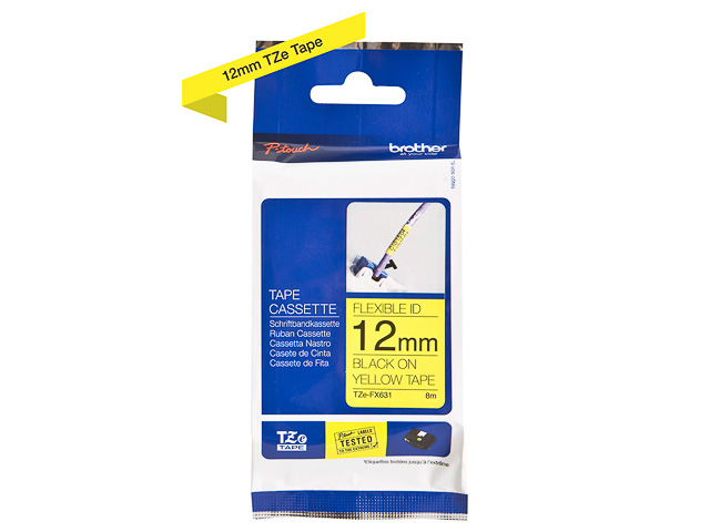 TZEFX631 BROTHER PTOUCH 12mm GELB-SCHW Schriftband 8m laminiert