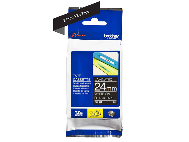 TZE355 BROTHER PTOUCH 24mm SCHW-WEISS Schriftband 8m laminiert