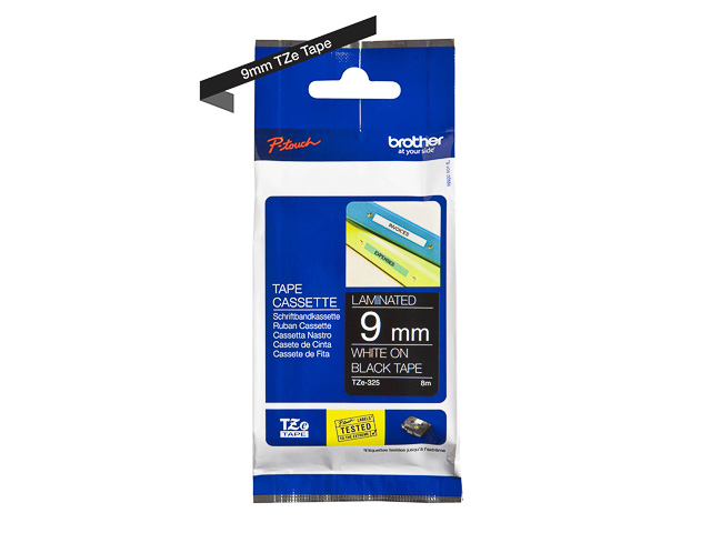 TZE325 BROTHER PTOUCH 9mm SCHW-WEISS Schriftband 8m laminiert