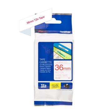 TZE262 BROTHER PT Schriftband 36mm weiss rot 8 Meter laminiert