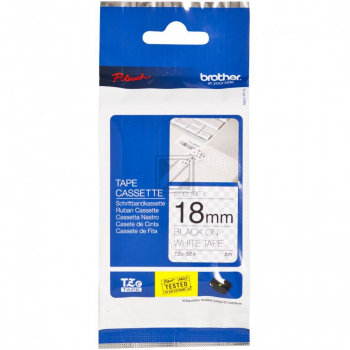 TZESE4 BROTHER PT Schriftband 18mm weiss schwarz 8 Meter laminiert