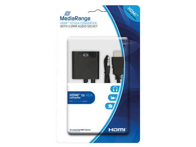 MEDIARANGE HDMI ZU VGA KONVERTER MRCS167 3.5mm Audioanschluss schwarz