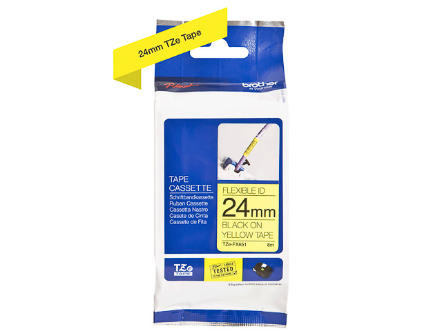 TZEFX651 BROTHER PTOUCH 24mm GELB-SCHW Schriftband 8m laminiert