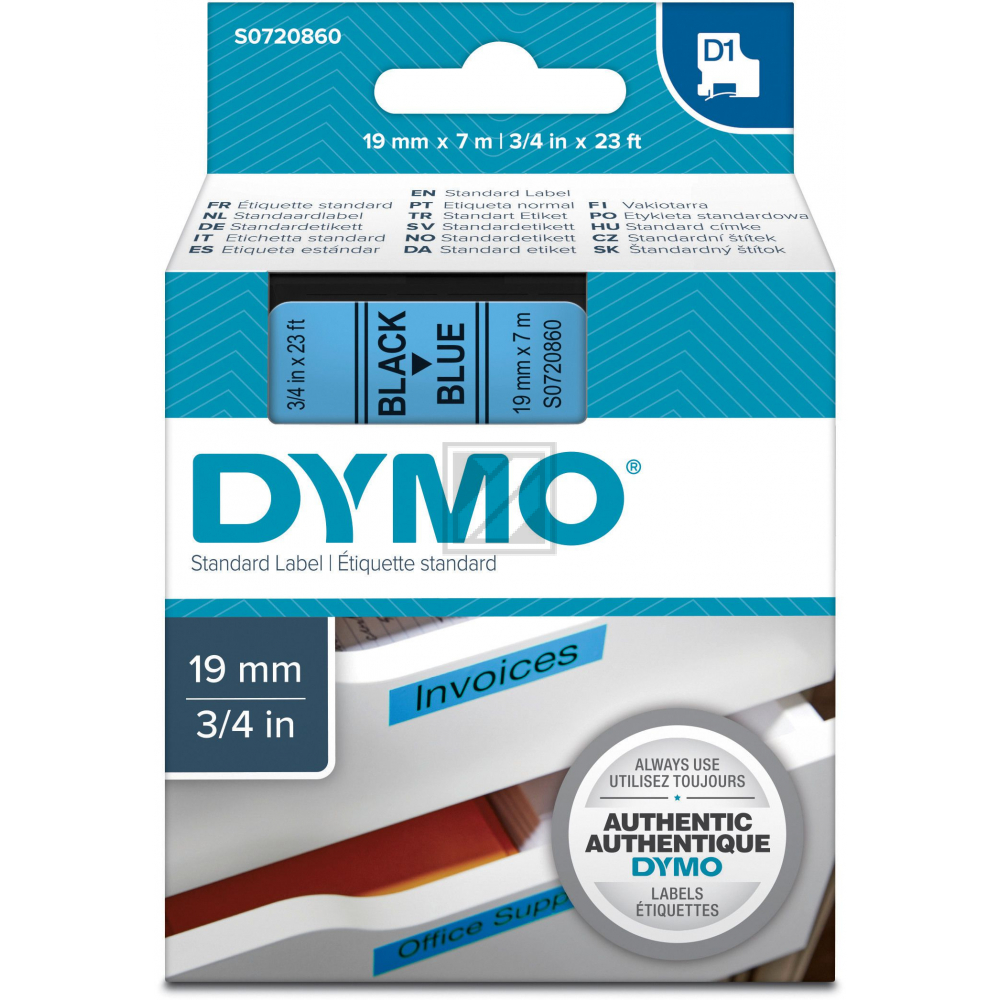 S0720860 DYMO D1 Schriftband 19mm schwarz blau 7 Meter