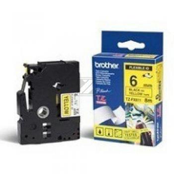TZEFX611 BROTHER PT Schriftband 6mm gelb schwarz 8 Meter laminiert