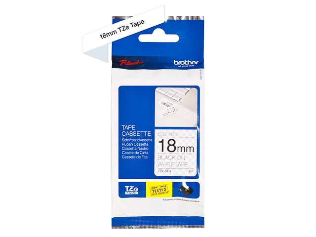 TZESE4 BROTHER PTOUCH 18mm WEISS-SCHW Schriftband 8m laminiert