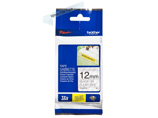 TZES131 BROTHER PTOUCH 12mm KLAR-SCHW Schriftband 8m laminiert