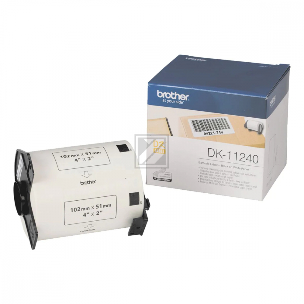 DK11240 BROTHER QL1050 Etikettenrolle 102x51mm weiss schwarz 600 Stück