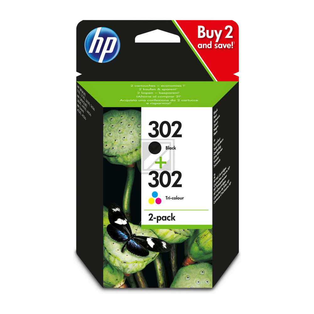X4D37AE HP 302 OJ Tinte (2) blk-col 170/150Seiten 3,5/4ml