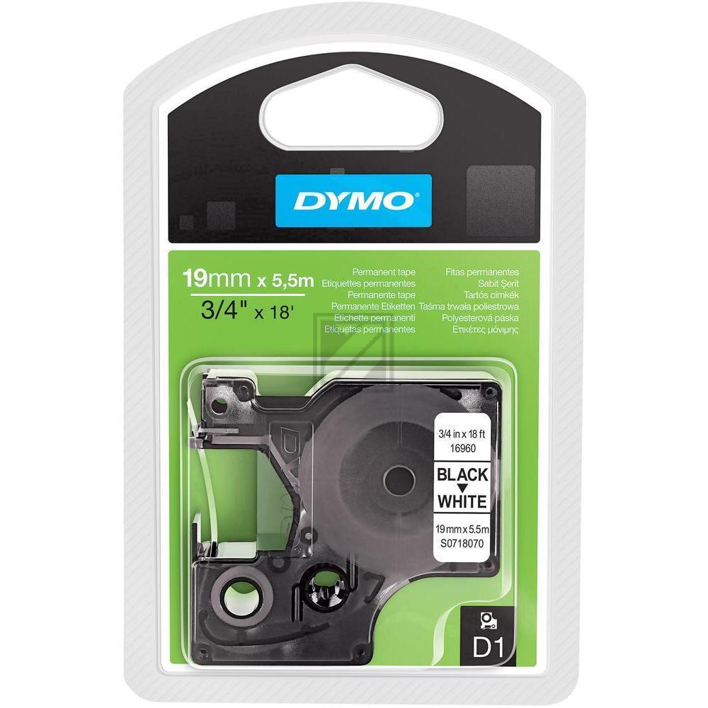 S0718070 DYMO D1 Schriftband 19mm schwarz weiss 5,5 Meter