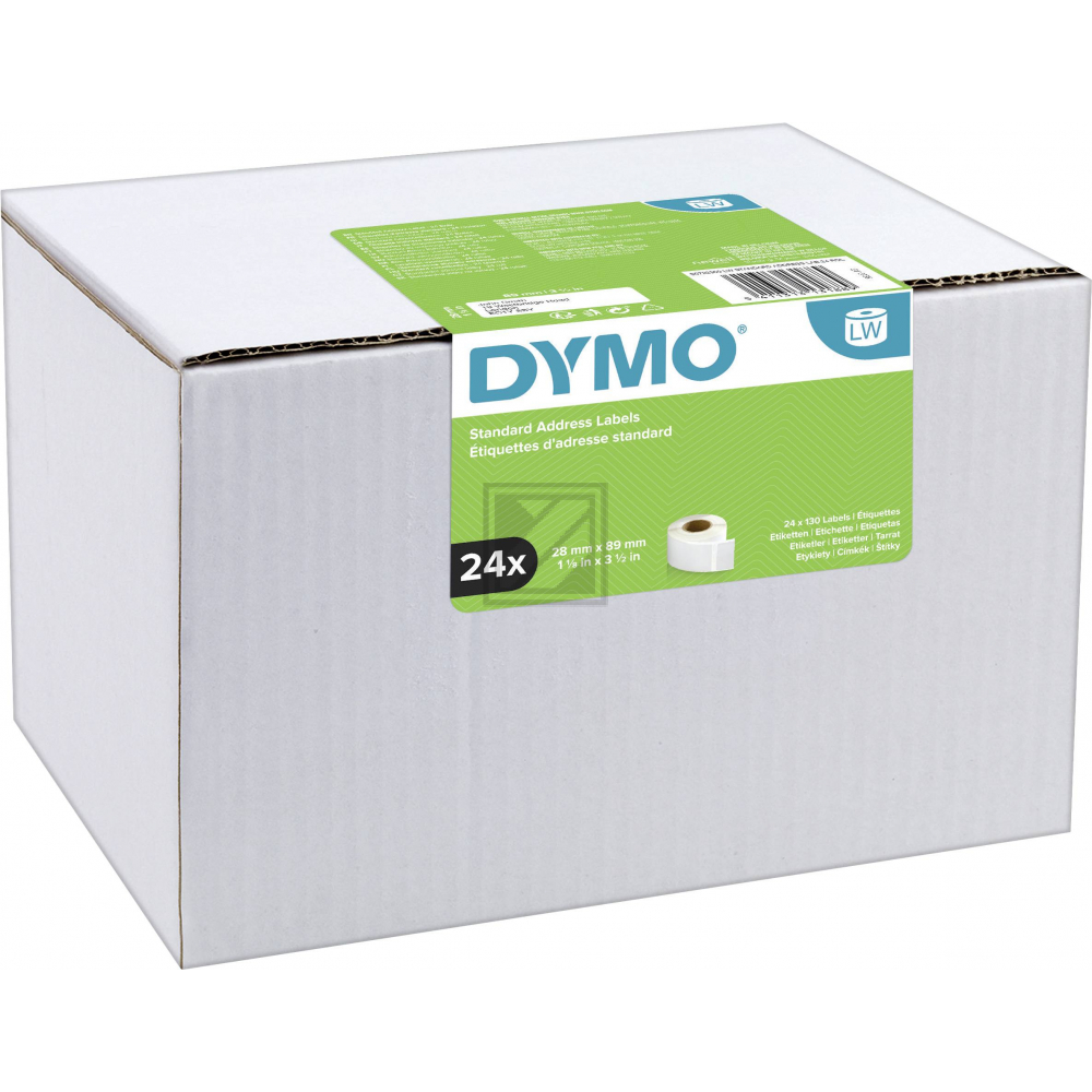 S0722390 DYMO 13187 Adressetiketten (24) 36x89mm weiss schwarz 24x260 Stück