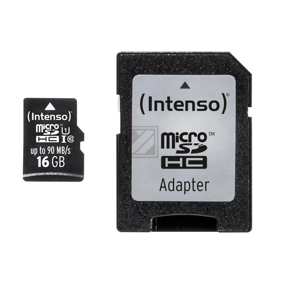 INTENSO MICRO SDHC KARTE UHS-I 16GB 3433470 90MB/s mit Adapter
