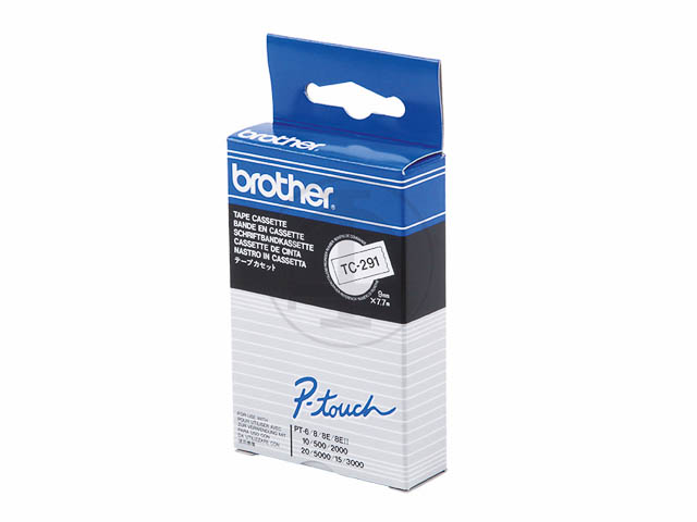 TC291 BROTHER PTOUCH 9mm WEISS-SCHWARZ Schriftband 7,7m laminiert