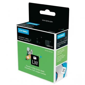 S0929120 DYMO Etikettenrolle 25x25mm weiss schwarz 750 Stück abloesbar Papier