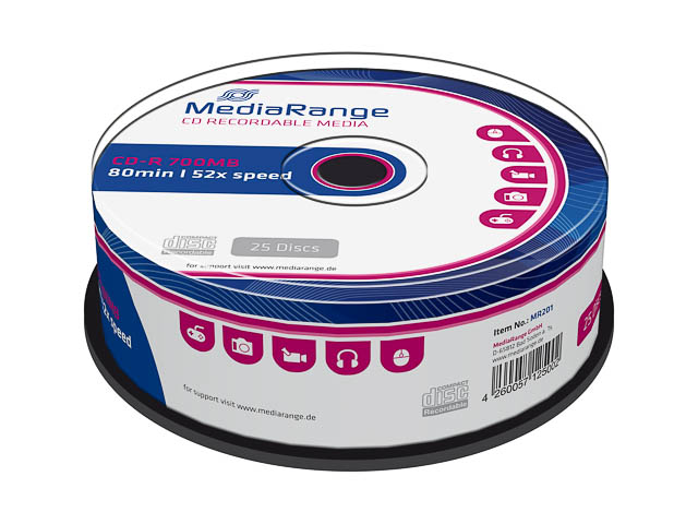 MEDIARANGE CDR80 700MB 52x (25) CB MR201 Cake Box UV-bestaendig