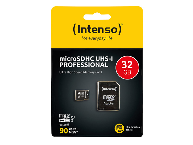 INTENSO MICRO SDHC KARTE UHS-I 32GB 3433480 90MB/s mit Adapter