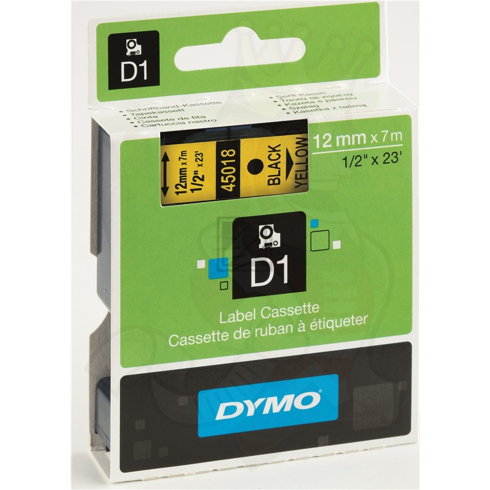 S0720580 DYMO D1 Schriftband 12mm schwarz gelb 7 Meter