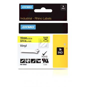 18433 DYMO IND Schriftband 19mm schwarz gelb 5,5 Meter Vinyl S0718470