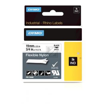 18489 DYMO IND Schriftband 19mm schwarz weiss 3,5 Meter Nylon