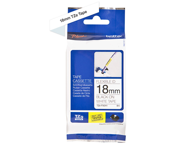 TZEFX241 BROTHER PTOUCH 18mm WEISS-SCHW Schriftband 8m laminiert