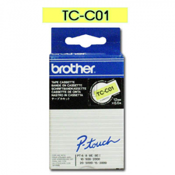 TCC01 BROTHER PT Schriftband 12mm gelb schwarz 6,7 Meter laminiert