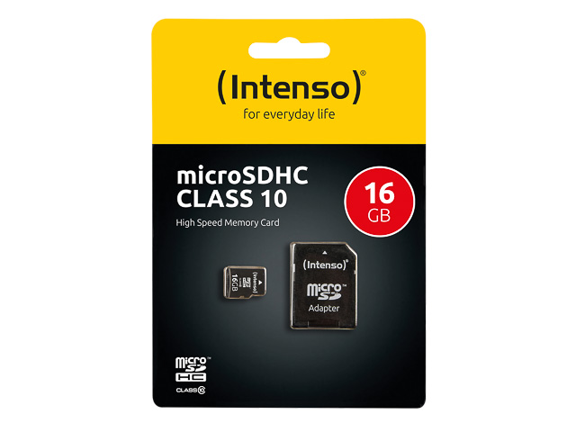 INTENSO MICRO SD KARTE 16GB 3413470 10MB/s mit Adapter