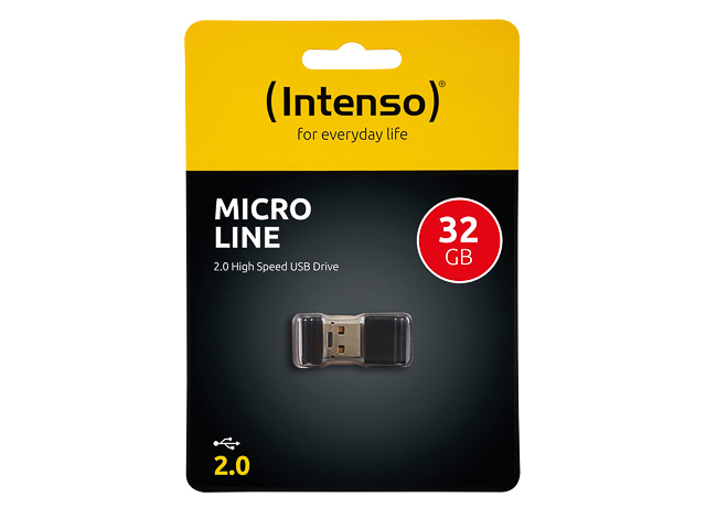 INTENSO MICRO LINE USB STICK 32GB 3500480 16,5MB/s USB 2.0 schwarz