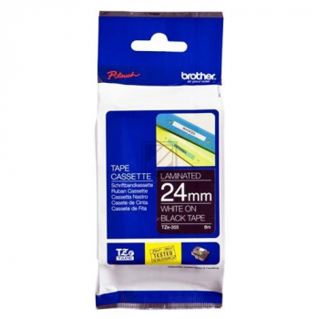 TZE355 BROTHER PT Schriftband 24mm schwarz weiss 8 Meter laminiert