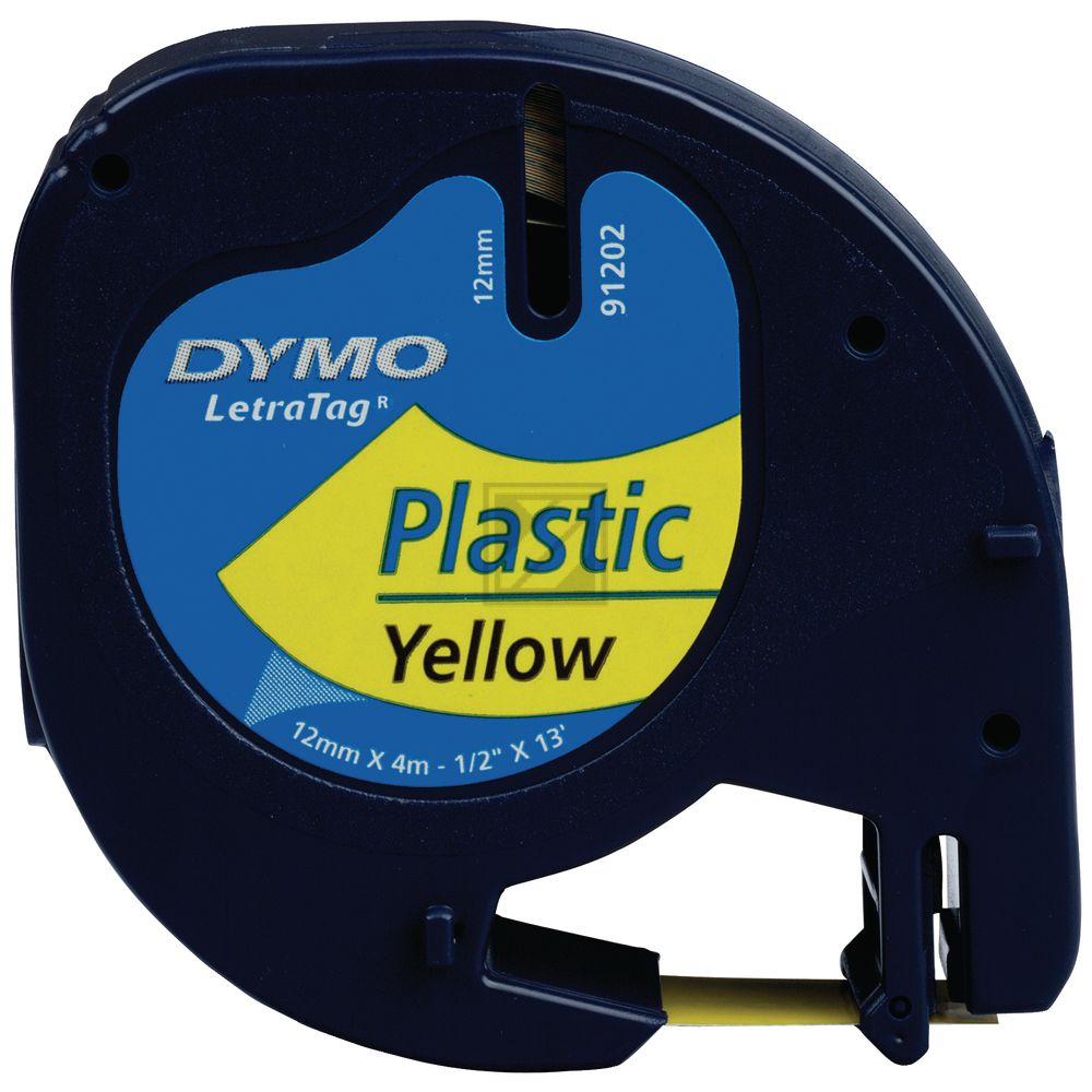 S0721620 DYMO Schriftband 12mm schwarz gelb 4 Meter 91202