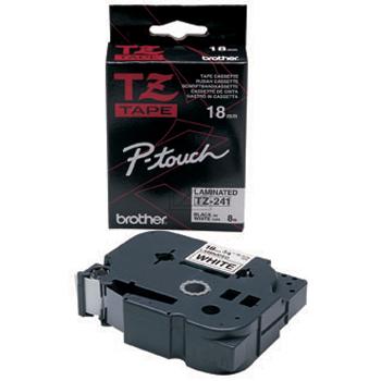 TZE241 BROTHER PT Schriftband 18mm weiss schwarz 8 Meter laminiert