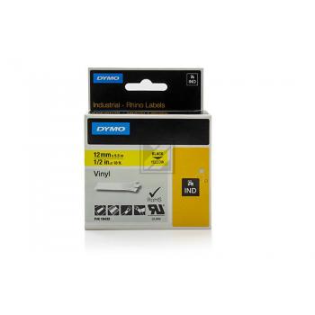 18432 DYMO IND Schriftband 12mm schwarz gelb 5,5 Meter Vinyl