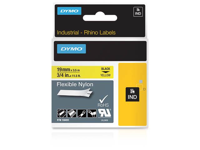 S0718090 DYMO ID1 19mm SCHWARZ-GELB 18491 Schriftband 3,5m