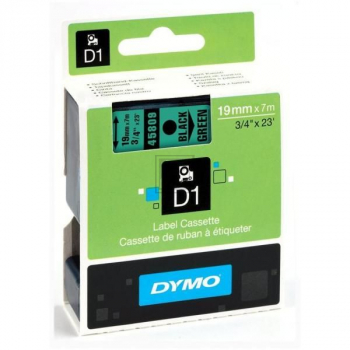 S0720890 DYMO D1 Schriftband 19mm schwarz gruen 7 Meter