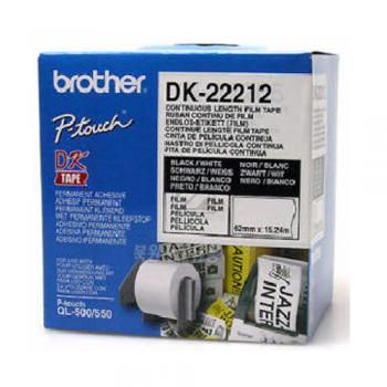 DK22212 BROTHER QL550 Etikettenrolle 62mm weiss schwarz 15,24 Meter permanent