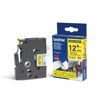 TZES631 BROTHER PT Schriftband 12mm gelb schwarz 8 Meter laminiert