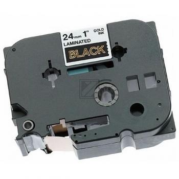 TZE354 BROTHER PT Schriftband 24mm schwarz gold 8 Meter laminiert